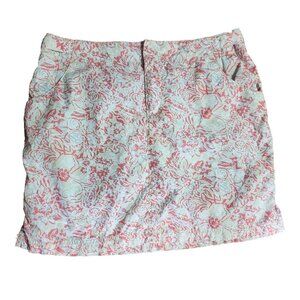 Eddie Bauer Skort Womens Size 8 Pink Gray Tan Floral with Pockets Outdoor Cute
